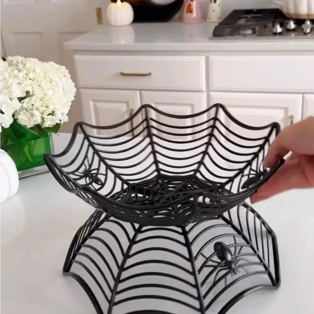 Spider Web black serving dish Halloween Fruit Bowl Spider Web Candy Basket